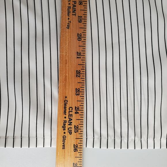 VTG 80s Ruffle High Neck White Black Pinstripe Blouse Shirt L Victorian Vampire - Picture 8 of 9